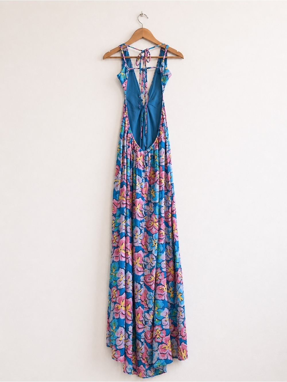For Love & Lemons Yasmin Open Back Floral Cut Out Plunge Maxi Dress XL - Picture 3 of 11